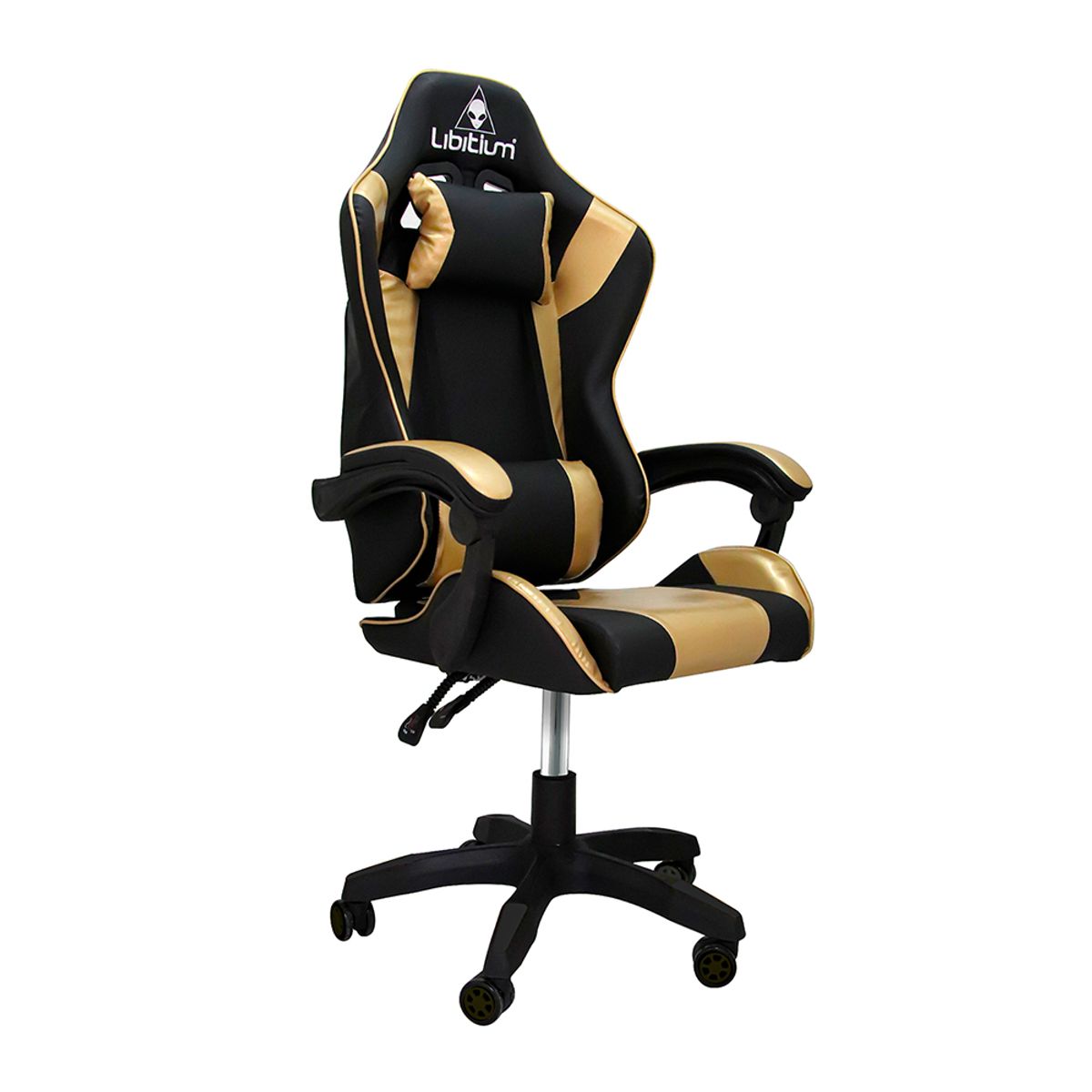LIBITIUM - Silla de Oficina Gamer Ergonómica Libitium Dorada Reclinable