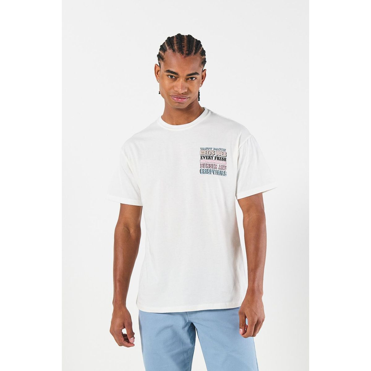 KOAJ - KOAJ Camiseta unicolor estampada con cuello redondo Hombre