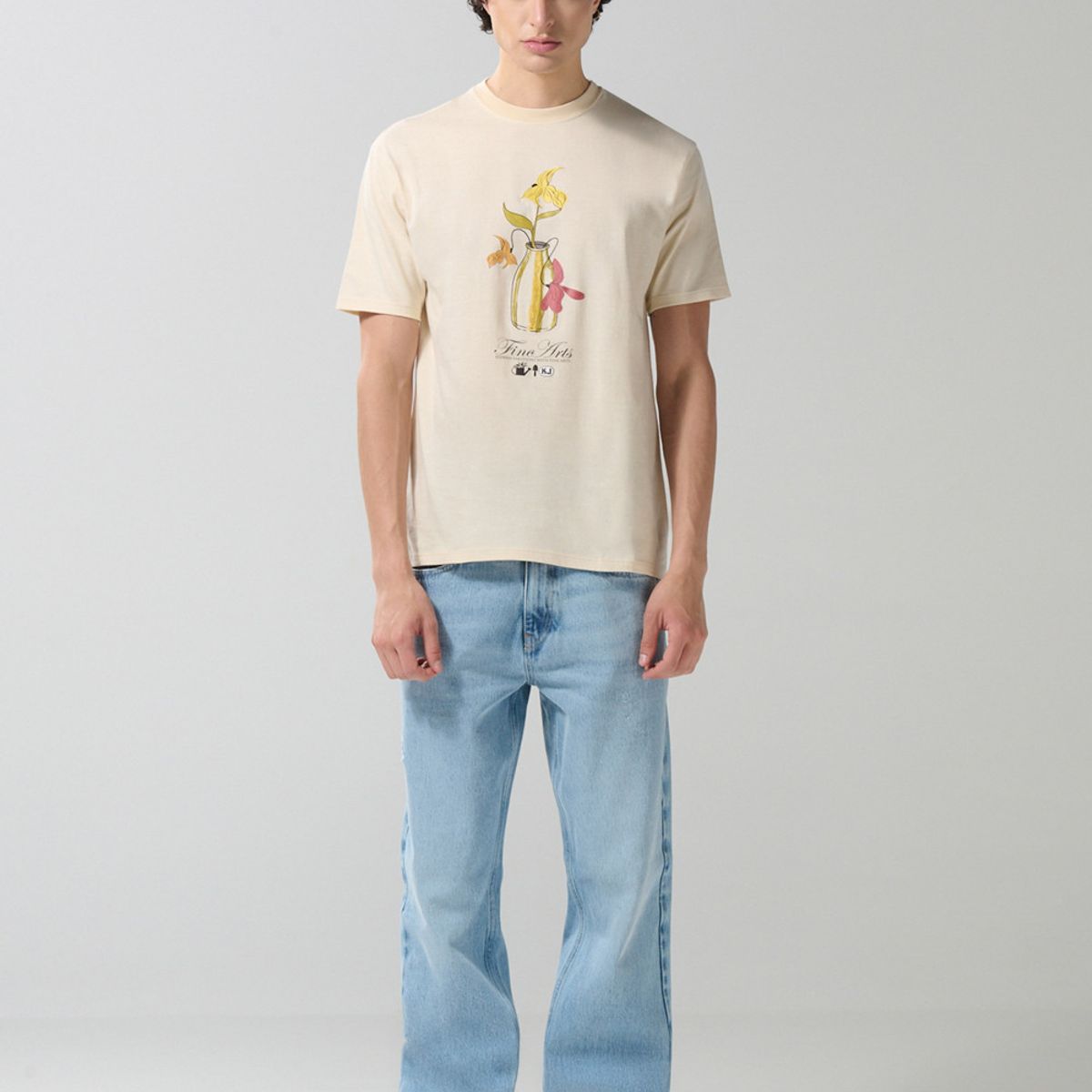 KOAJ - KOAJ Camiseta unicolor manga corta con diseño de naturaleza Hombre