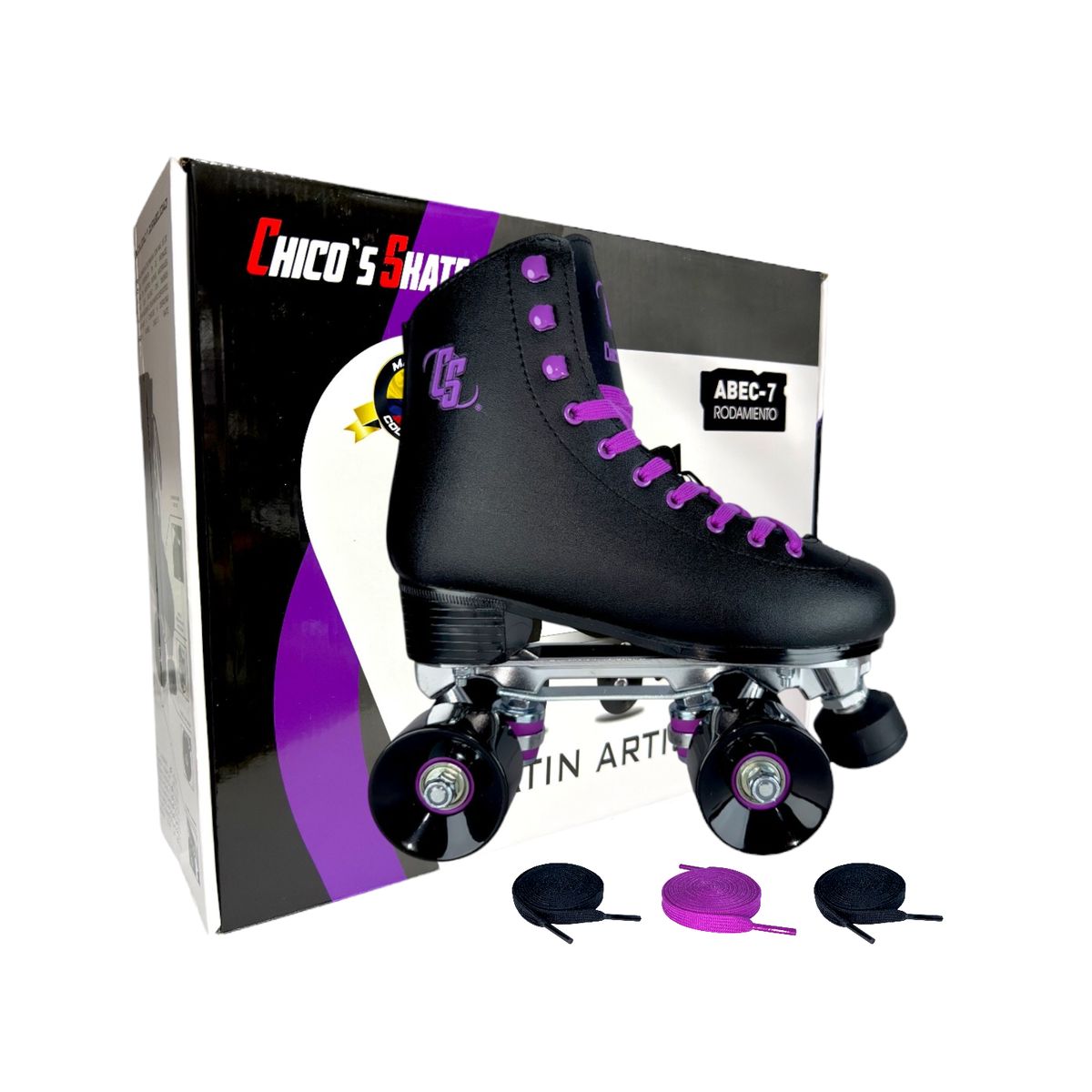 CHICOS - Patines 4 Ruedas Artisticos Roller Skate Aluminio Morados 37