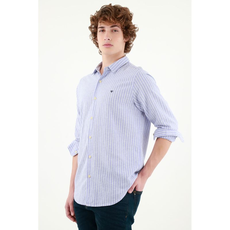 TENNIS - Camisa cuello francés azul para hombre