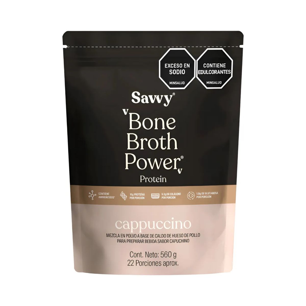 SAVVY - Savvy Proteína Cappuccino Bone Broth Doypack 560 g