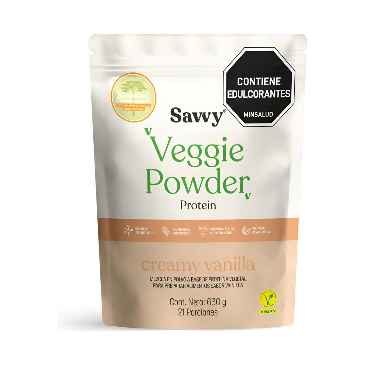 SAVVY - Proteína Vegana Savvy Veggie Powder Vanilla Doypack 630 g