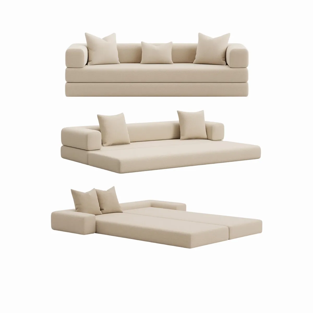 GENERICO - Sofá Cama Modular Plegable Teddye Tela Antifluidos 240x85x70 3 Puestos