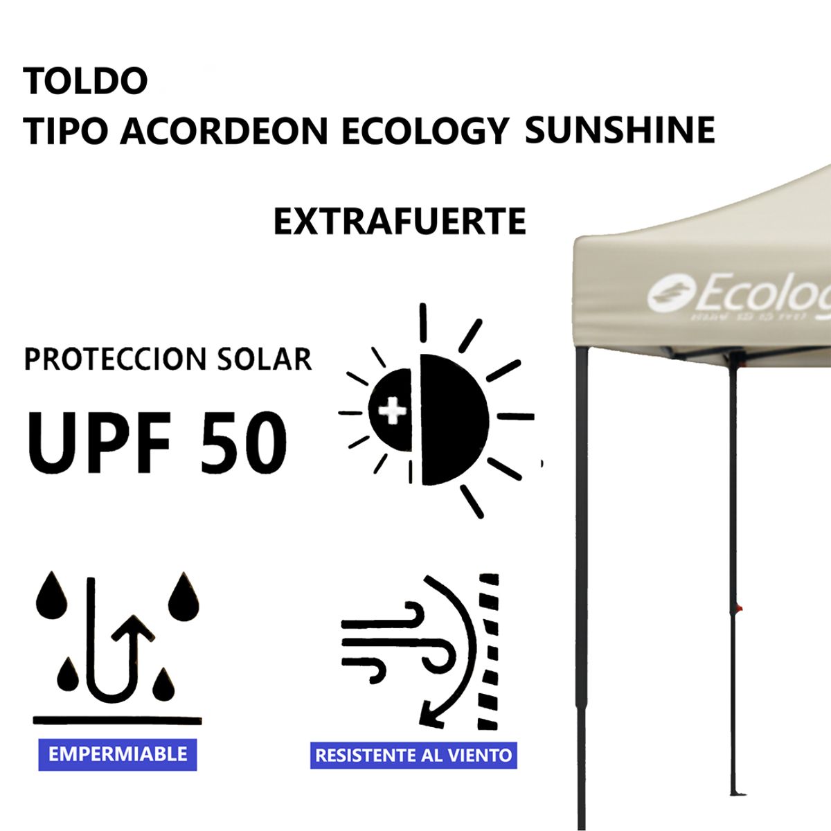 ECOLOGY - Toldo 2x2 Tipo Acordeon Ecology Sunshine