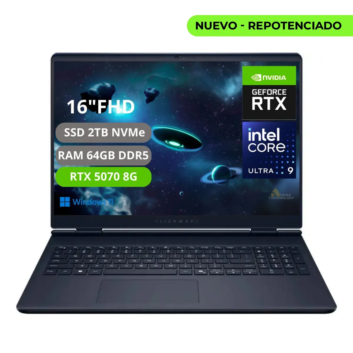 DELL - PORTATIL DELL ALIENWARE 16X AURORA INTEL CORE ULTRA 9 275HX RTX 5070 8GB RAM 64GB SSD 2TB 240Hz