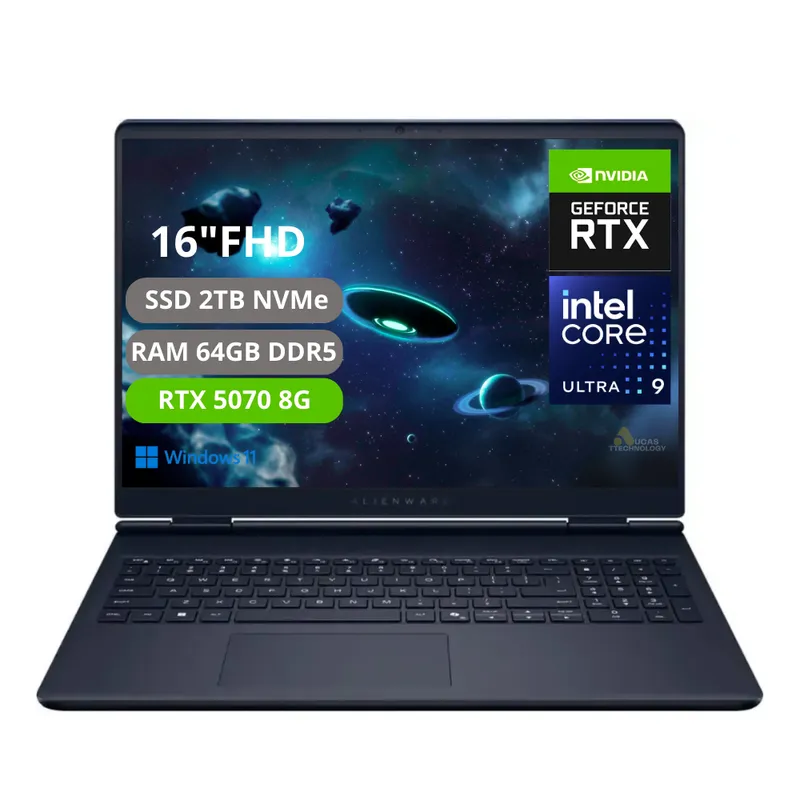 DELL - PORTATIL DELL ALIENWARE 16X AURORA INTEL CORE ULTRA 9 275HX RTX 5070 8GB RAM 64GB SSD 2TB 240Hz