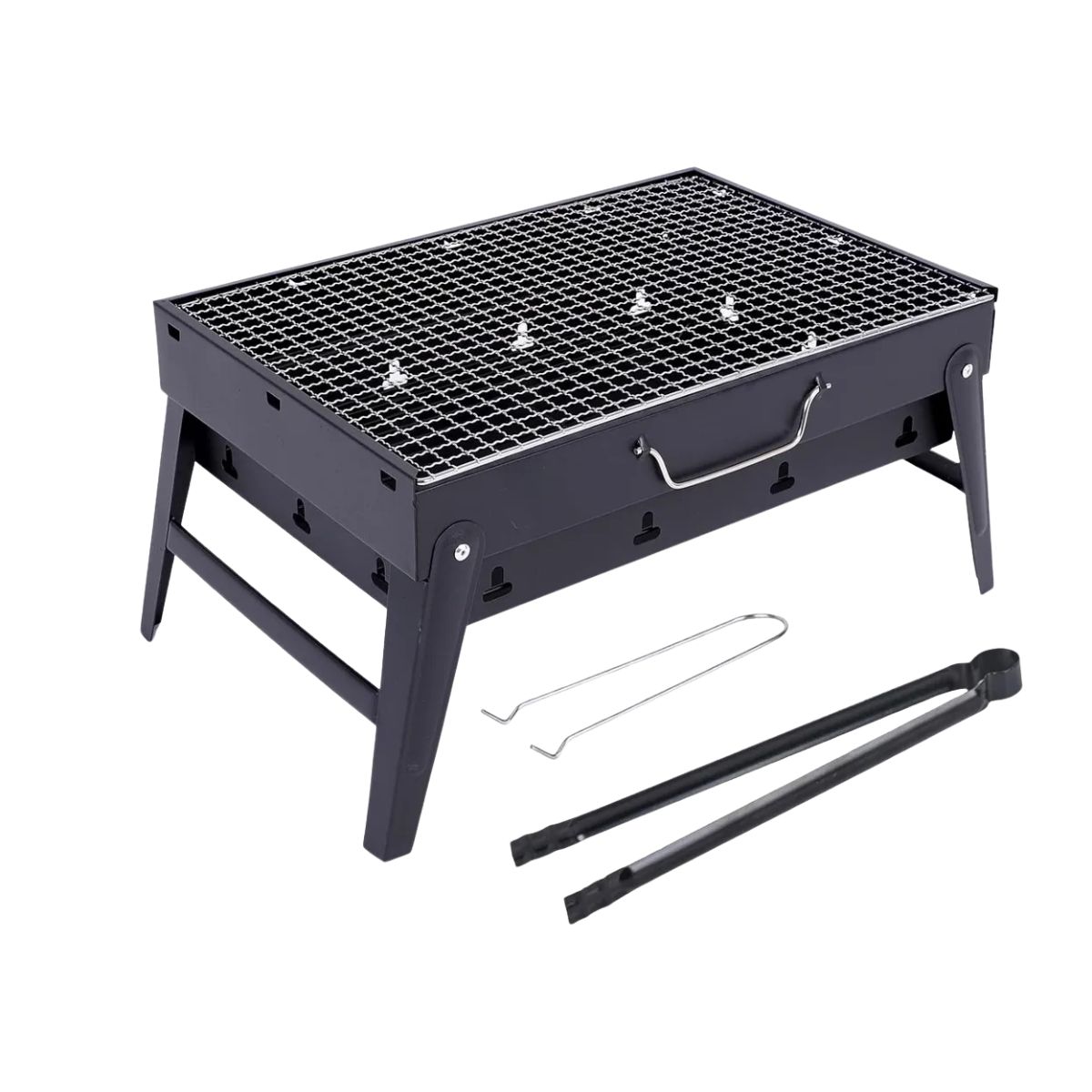 GENERICO - Asador Portátil Para Negro Con Sartén Para Parrilla