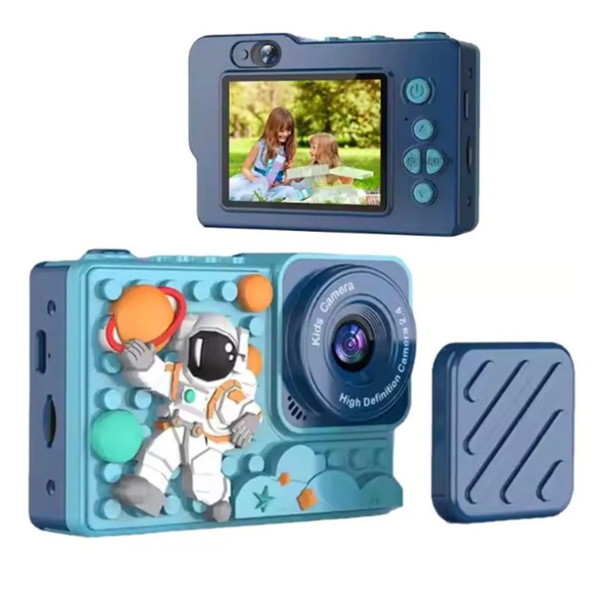 GENERICO - Cámara Digital Astronauta Textura Lego Case Armable Azul