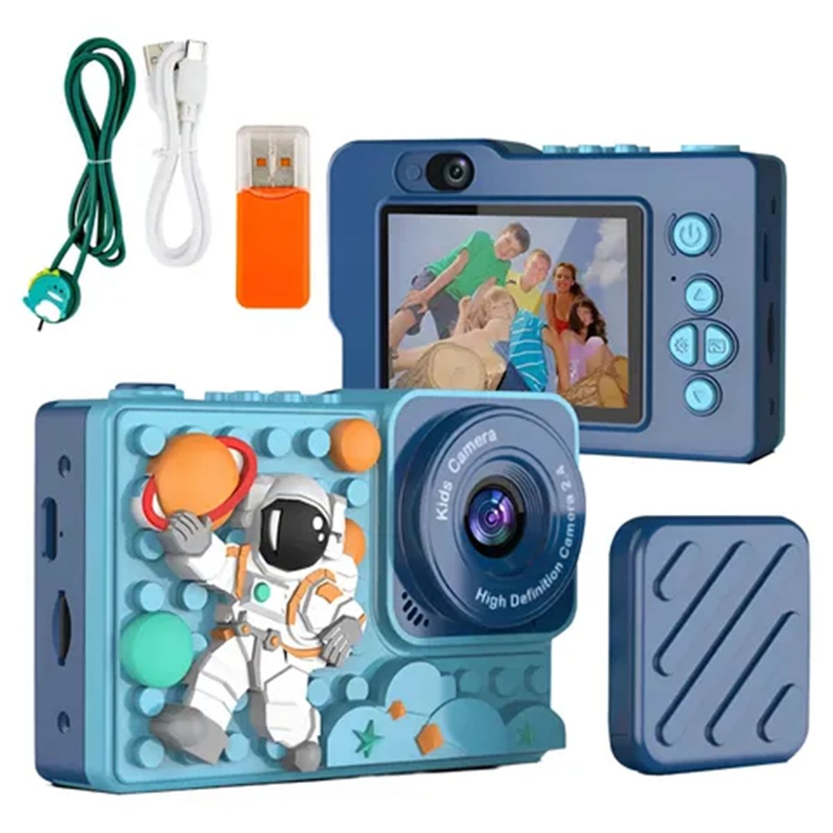 GENERICO - Cámara Digital Astronauta Textura Lego Case Armable Azul