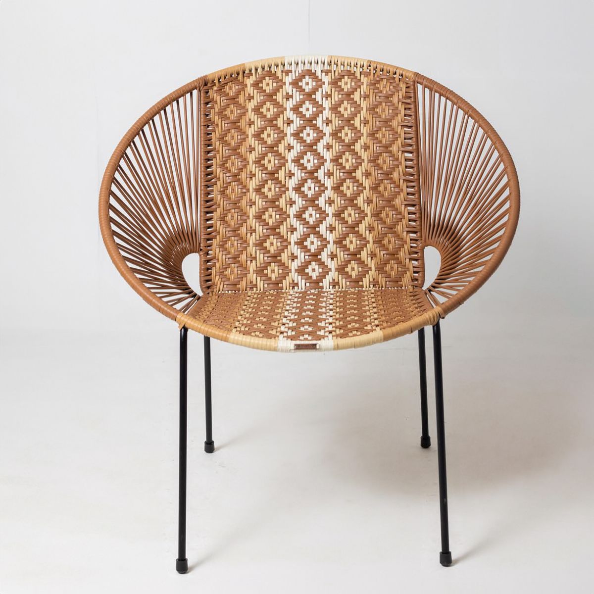 GENERICO - Silla Flor fija artesanal en acero y mimbre PVC con tejido en rombo