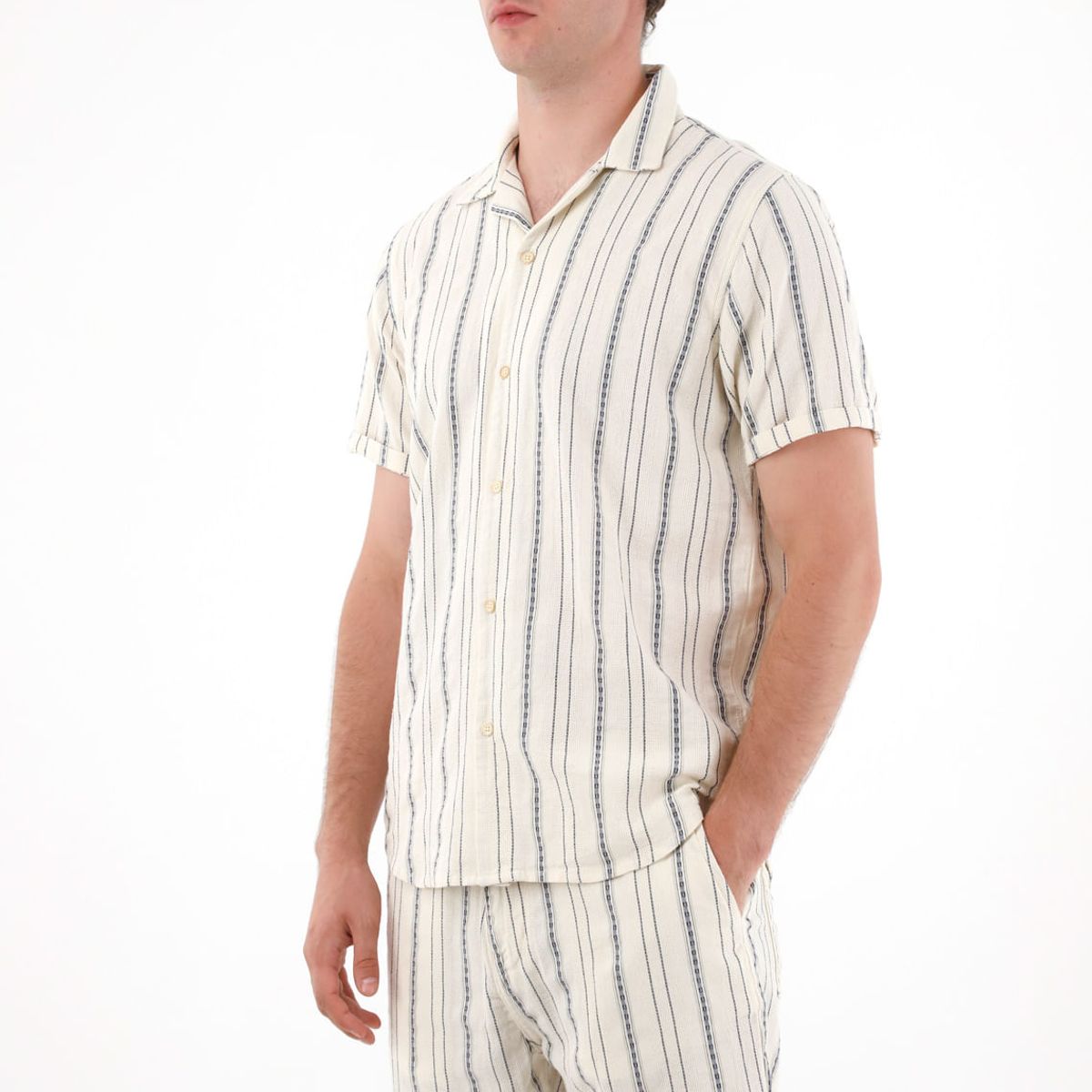 TENNIS - Camisa tipo bowling a rayas para hombre