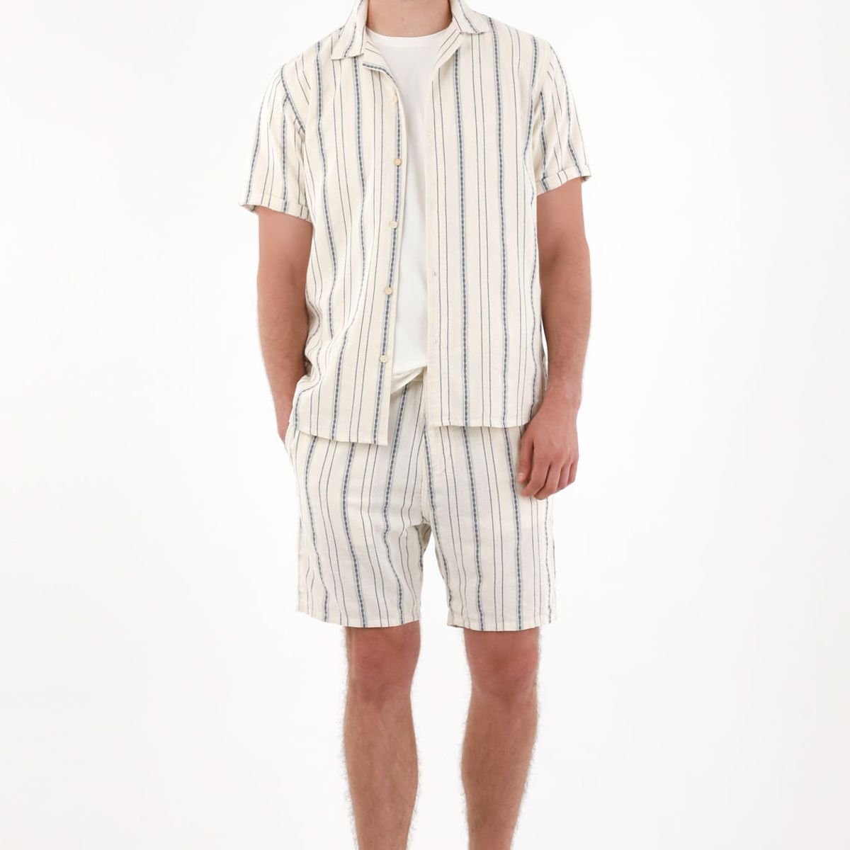 TENNIS - Camisa tipo bowling a rayas para hombre