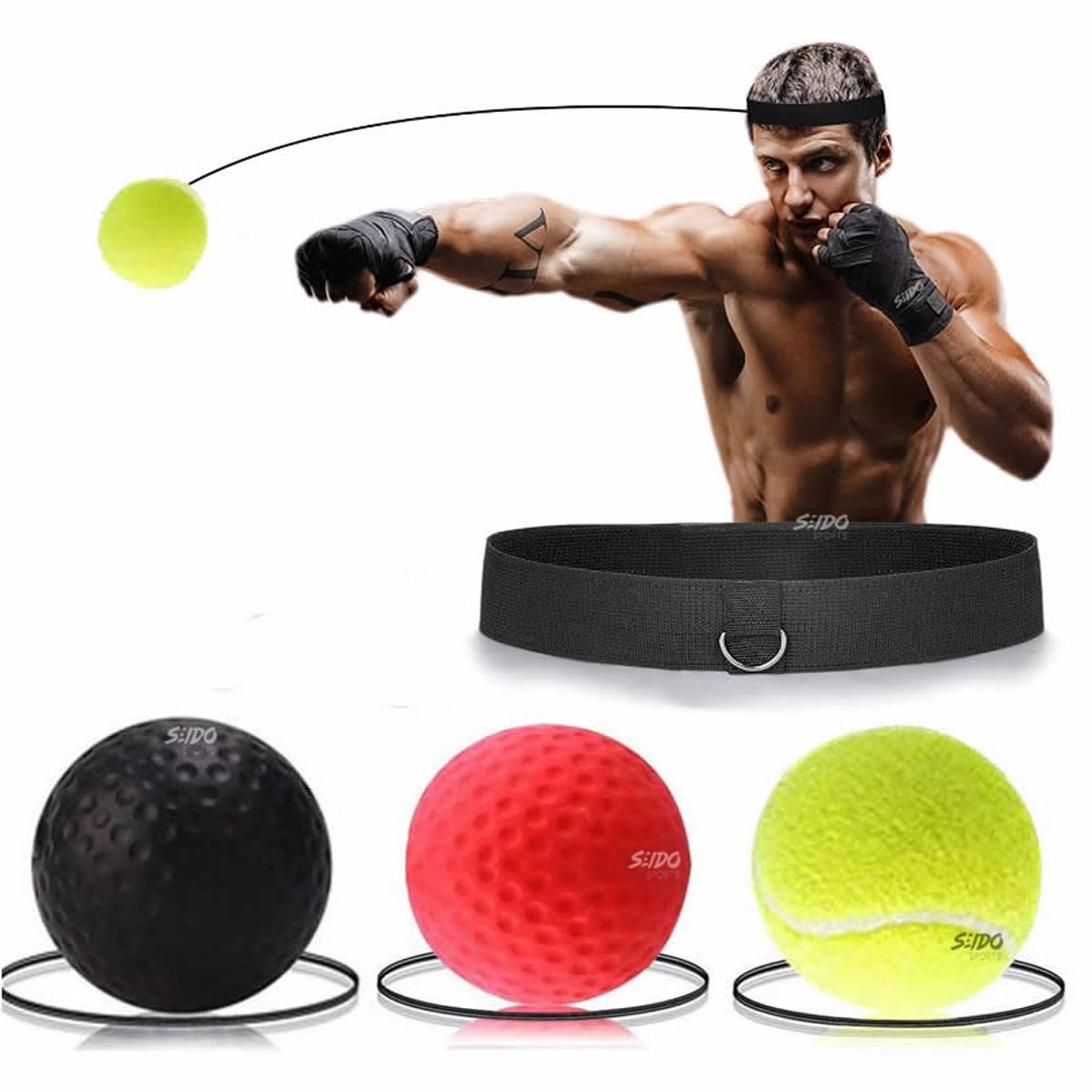 GENERICO - Bola Entrenamiento Boxeo Balon Cabeza Reflejos 3 Niveles