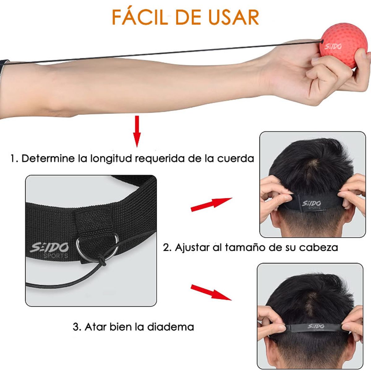 GENERICO - Bola Entrenamiento Boxeo Balon Cabeza Reflejos 3 Niveles