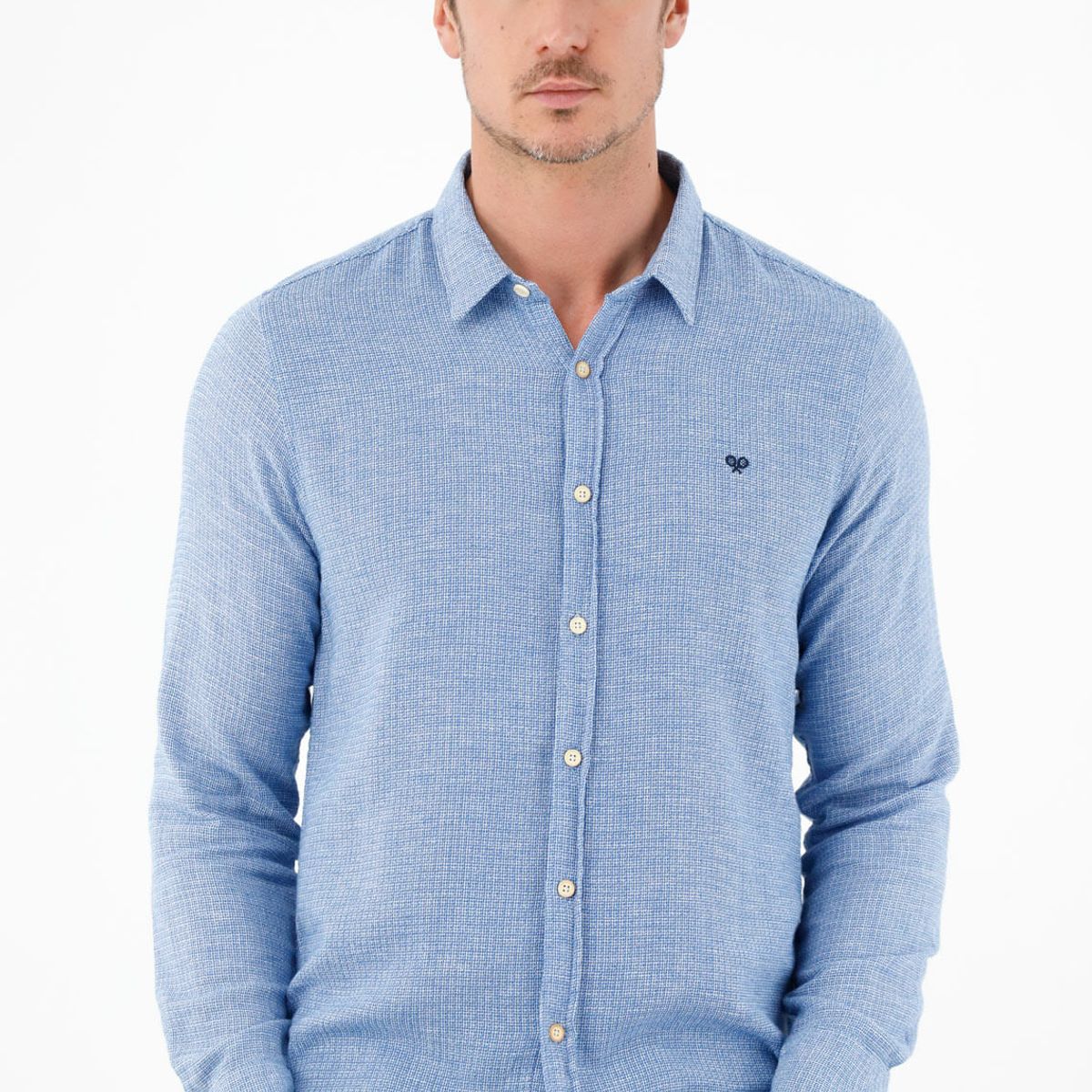 TENNIS - Camisa azul tela tipo tejida para hombre
