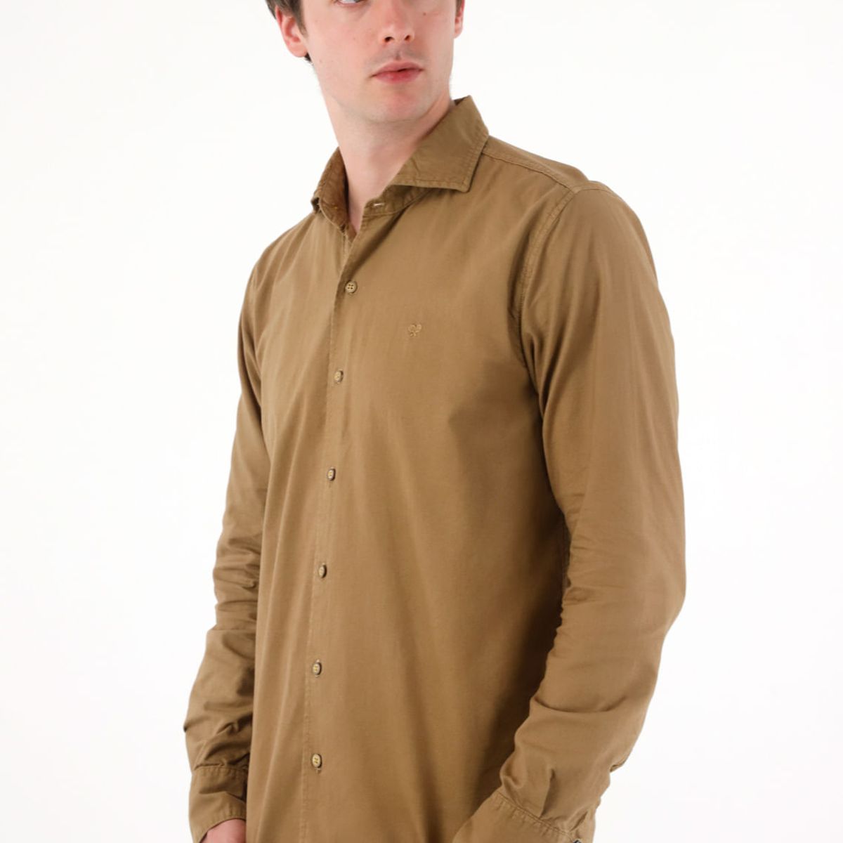 TENNIS - Camisa manga larga café para hombre