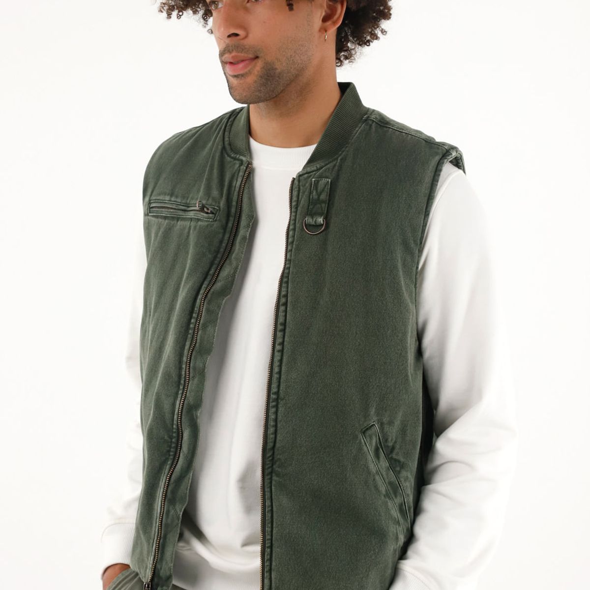 TENNIS - Chaleco verde con teñido overdye para hombre