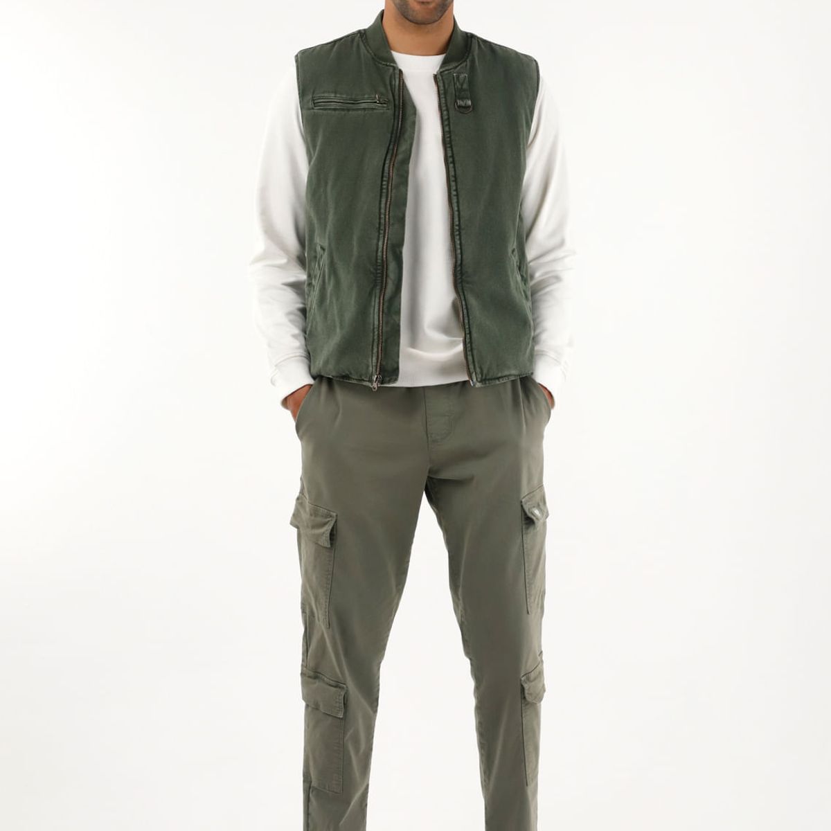 TENNIS - Chaleco verde con teñido overdye para hombre