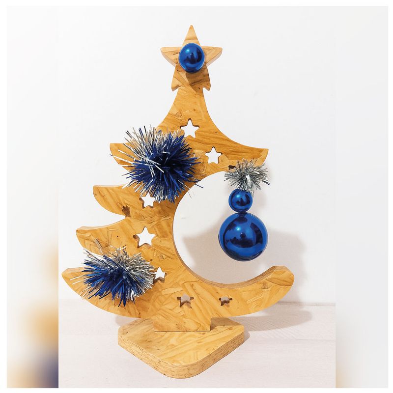 GENERICO - Árbol Decorativo en OSB con Estrella y Adornos