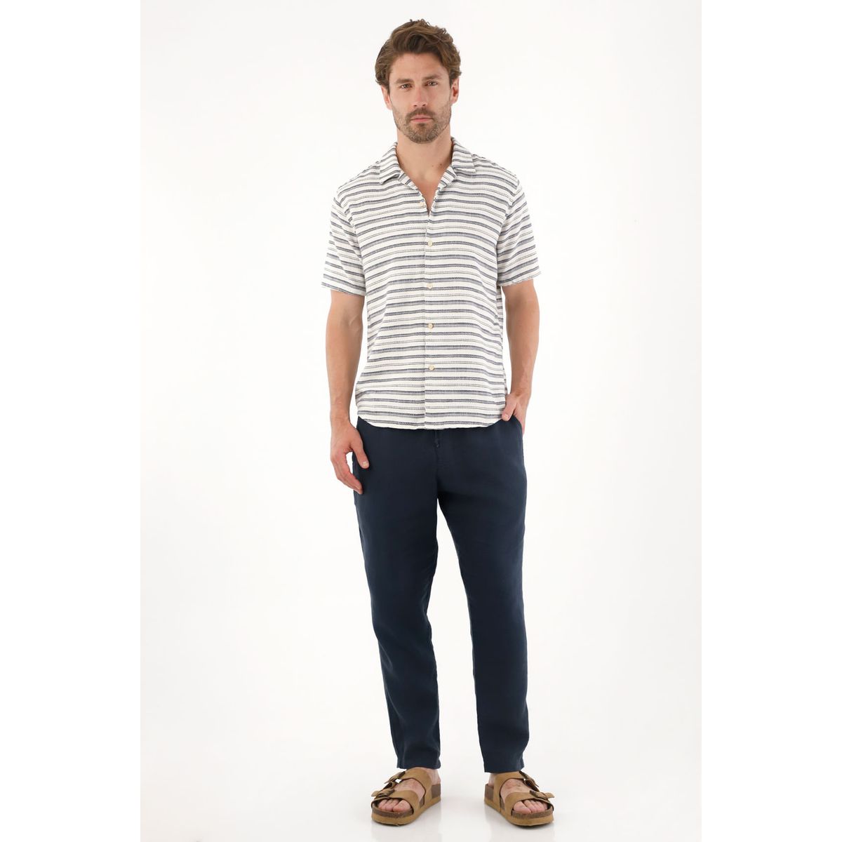 TENNIS - Camisa tipo bowling preteñida a rayas para hombre