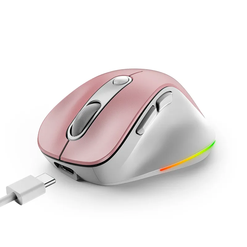 GENIUS - Mouse Genius Ergo 9000 Inalámbrico Rosado 1600 DPI