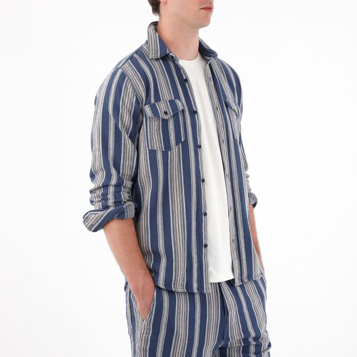 TENNIS - Camisa manga larga con diseño a rayas para hombre