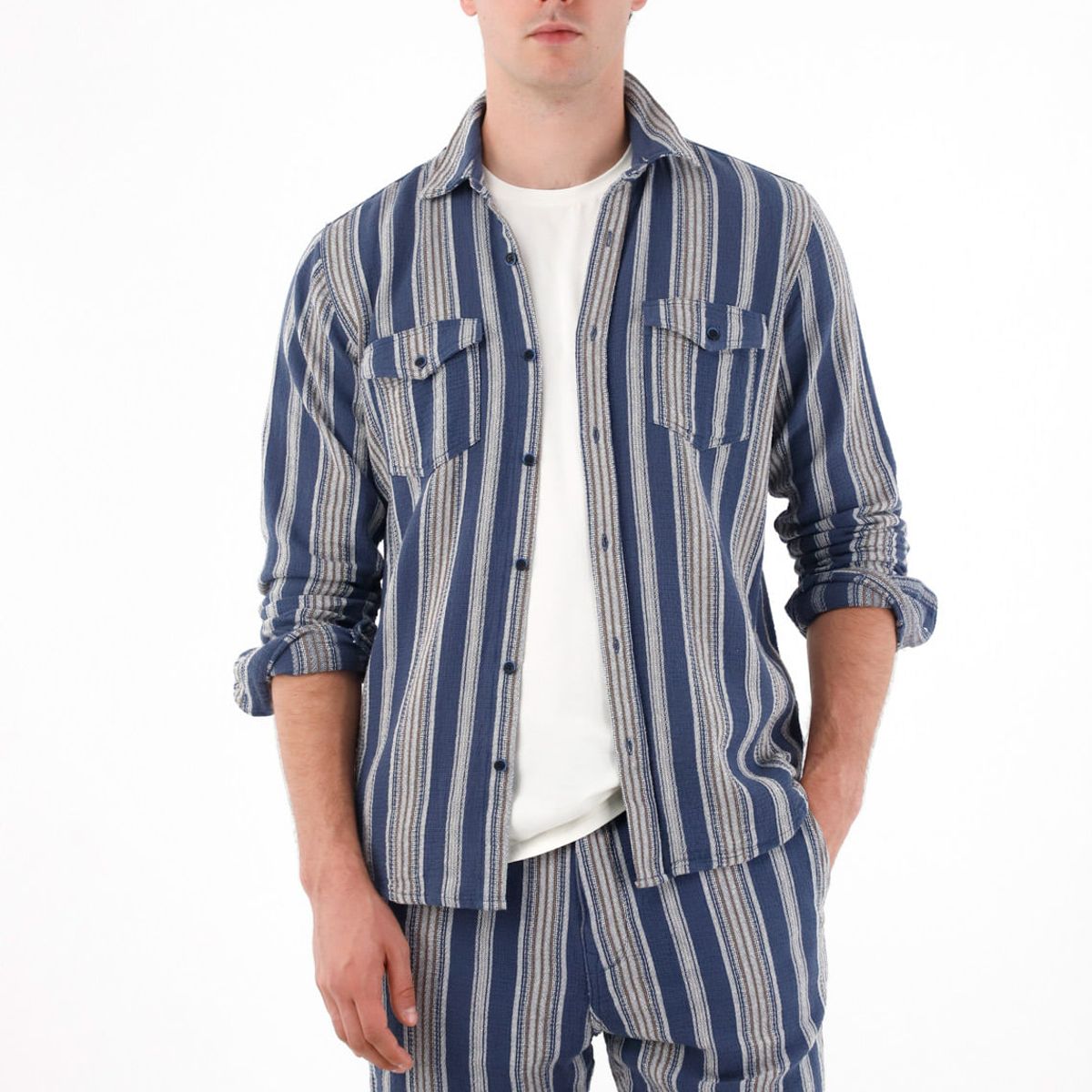 TENNIS - Camisa manga larga con diseño a rayas para hombre