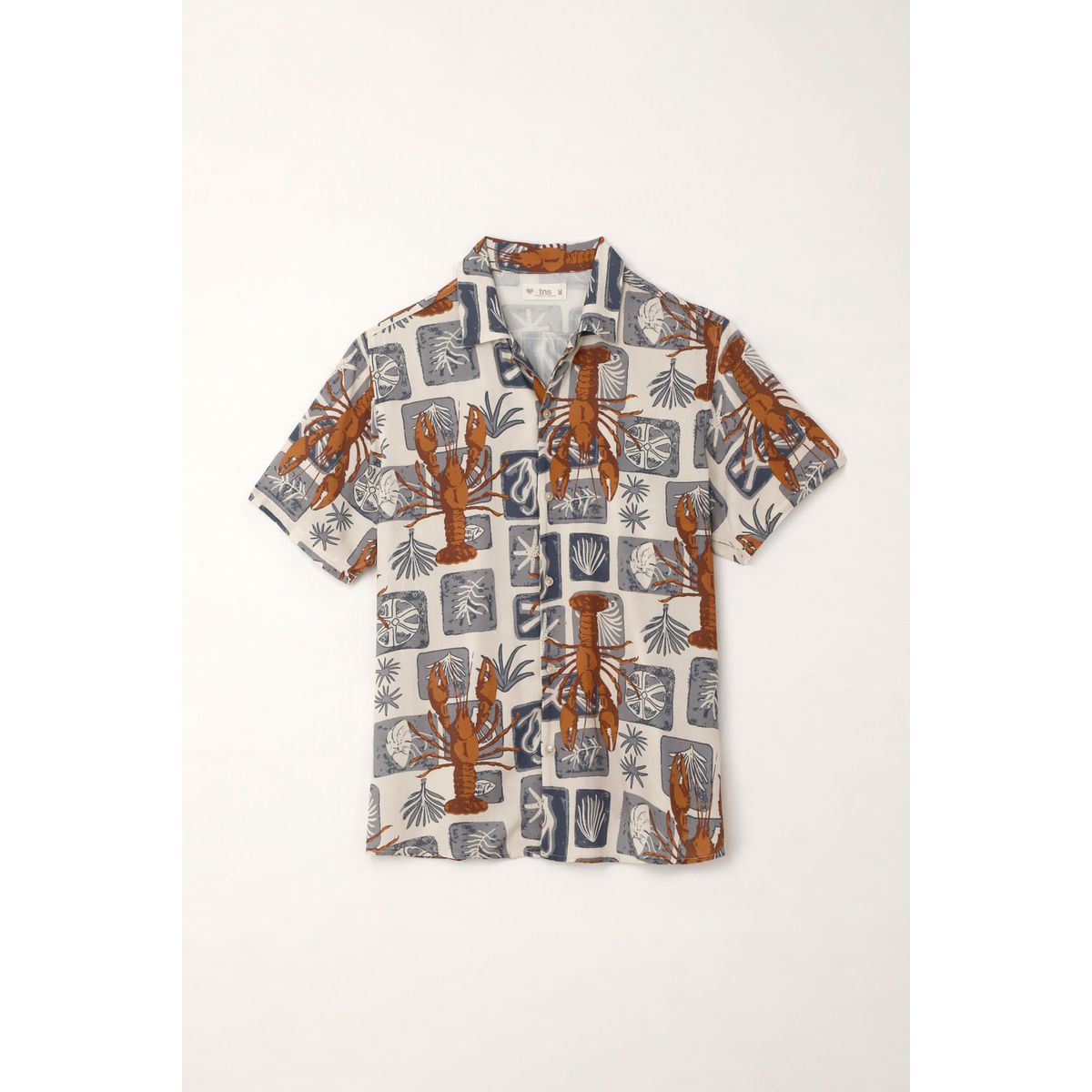 TENNIS - Camisa tipo bowling con estampado de langostas para hombre