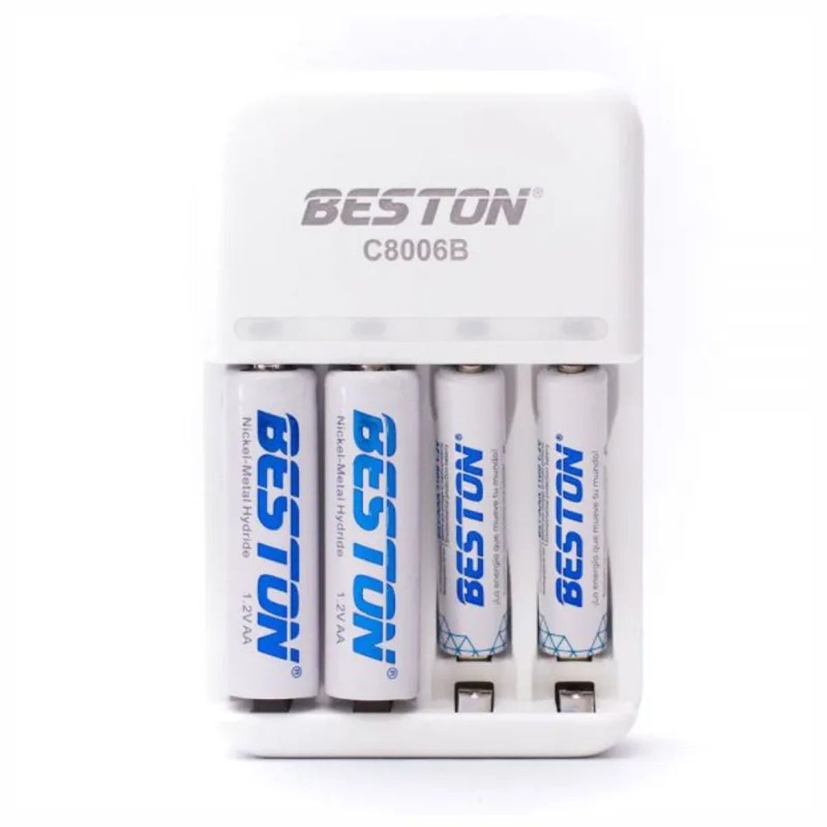 BESTON - Cargador De Pilas Doble A Con 4 Pilas Beston