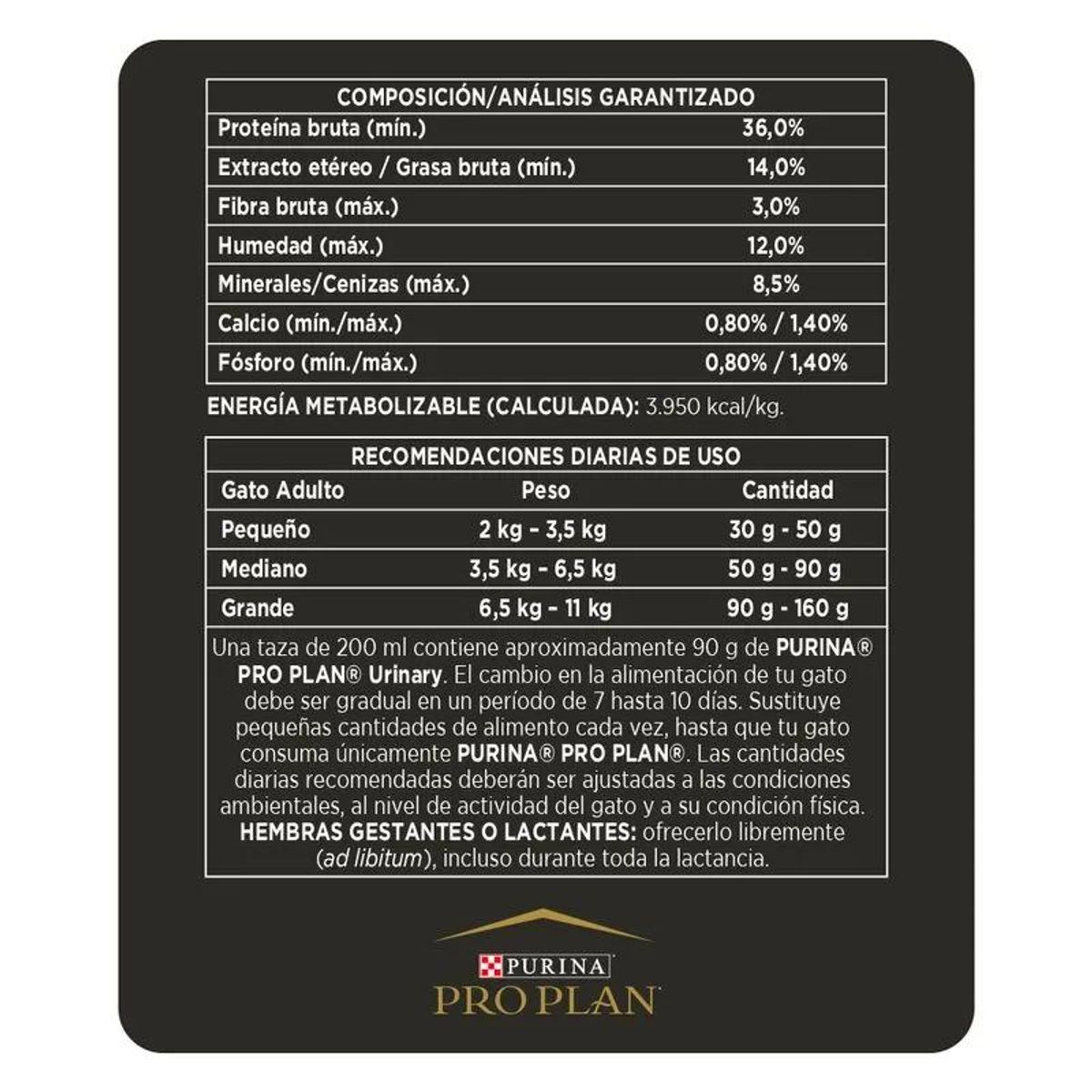 PURINA - Alimeto Purina Pro Plan Gato Adulto Urinary 3Kg