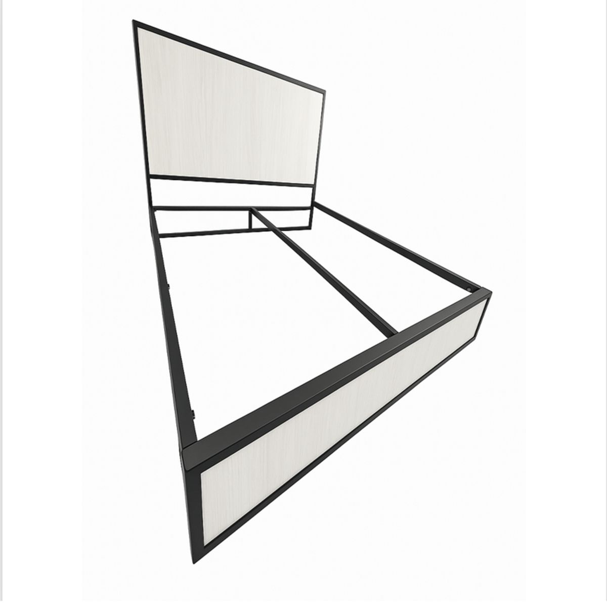 GENERICO - Cama Sencilla Metal Madera Agata Gris 100 x 190 x 24