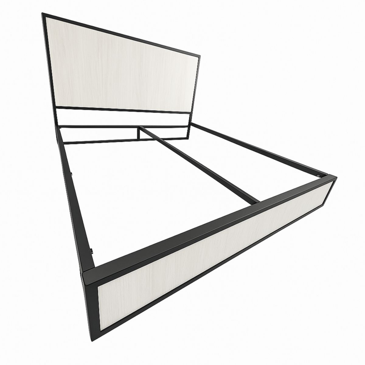 GENERICO - Cama Doble Metal Madera Agata Gris 140 x 190 x 24