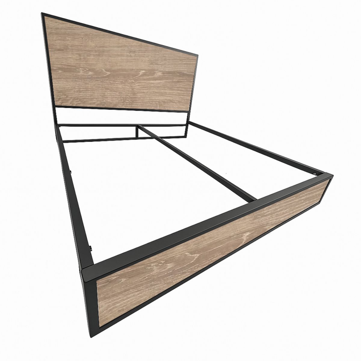 GENERICO - Cama Queen Metal Madera Agata Cafe 160 x 190 x 24