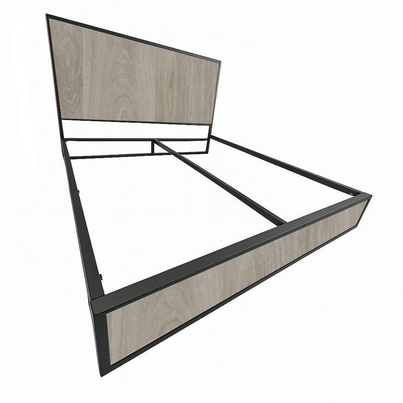 GENERICO - Cama Sencilla Metal Madera Agata Gris Oscuro 100 x 190 x 24