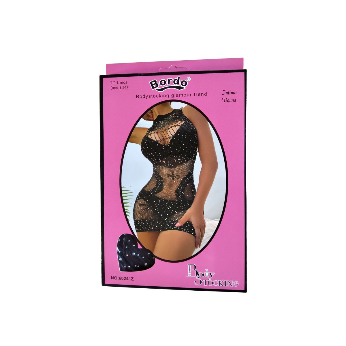 GENERICO - Malla Vestido Lencería erótica Negro Baby Doll Con Brillos