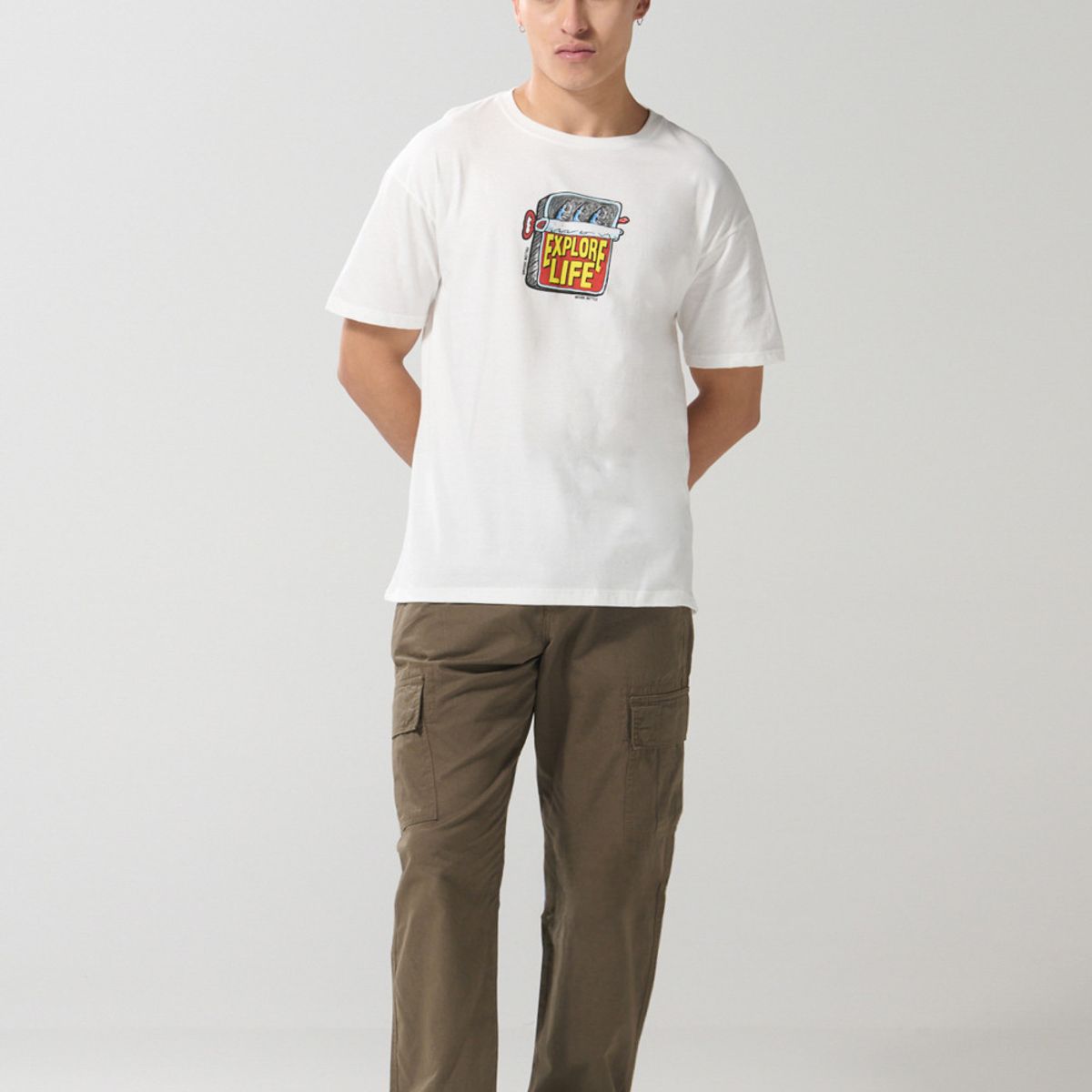 KOAJ - KOAJ Camiseta unicolor manga corta con diseño de letrero Hombre