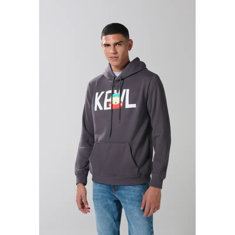 KOAJ - KOAJ Buzo con capota gris intenso y diseño de South Park Hombre