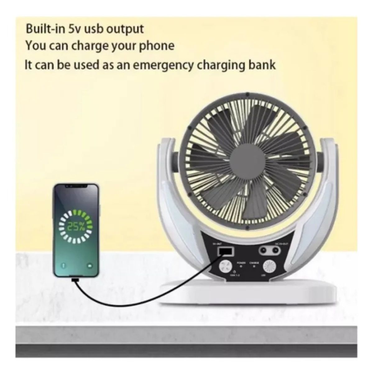 GENERICO - Ventilador Recargable Con Panel Solar