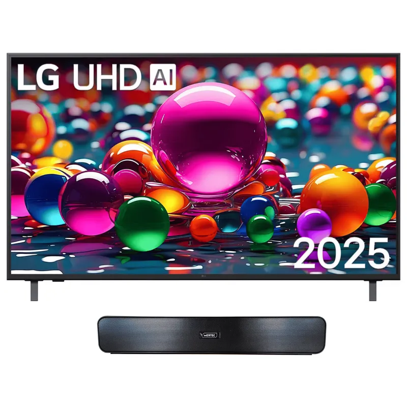 LG - Combo Televisor LG 50AU 50 pulgadas + Barra de sonido recargable Mertec