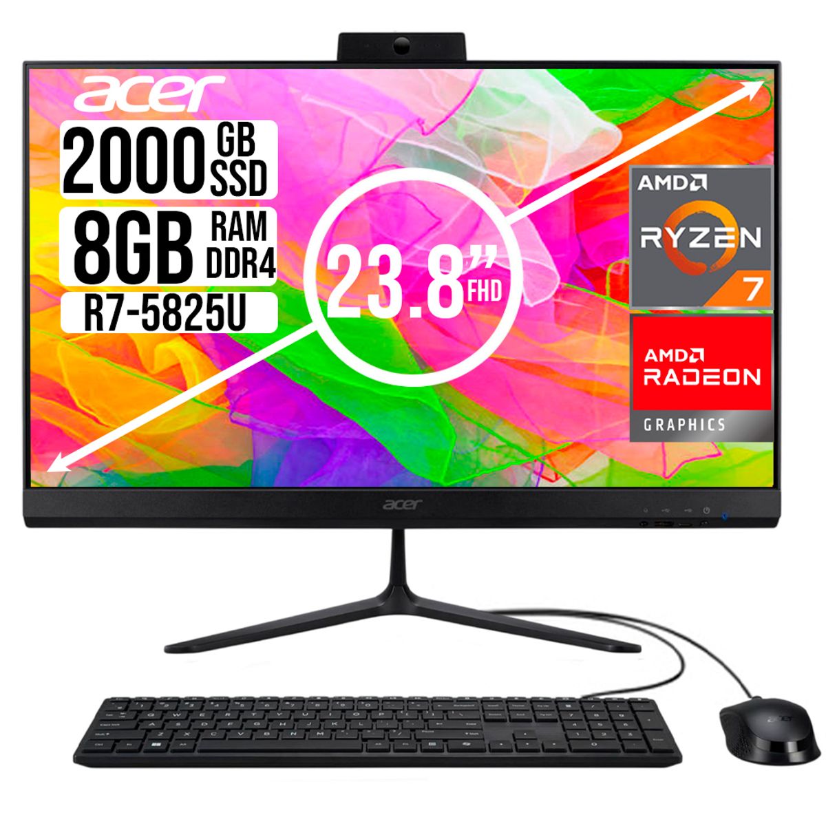 ACER - TODO EN UNO ACER AMD RYZEN 7 5825U SSD 2TB RAM 8GB 23,8 FHD
