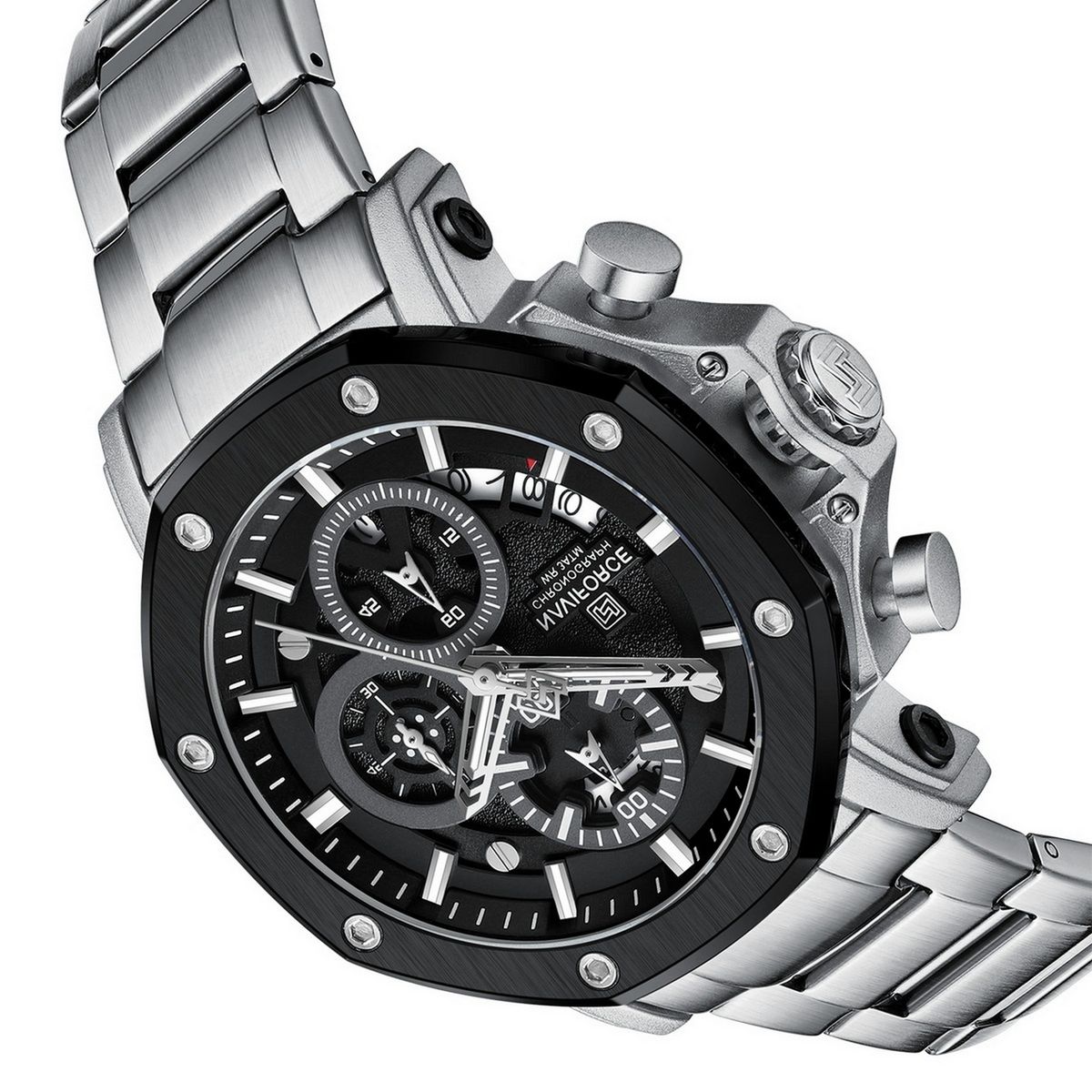 NAVIFORCE - Reloj Naviforce Casual Nf8065 Crono Hombre Acero + Estuche