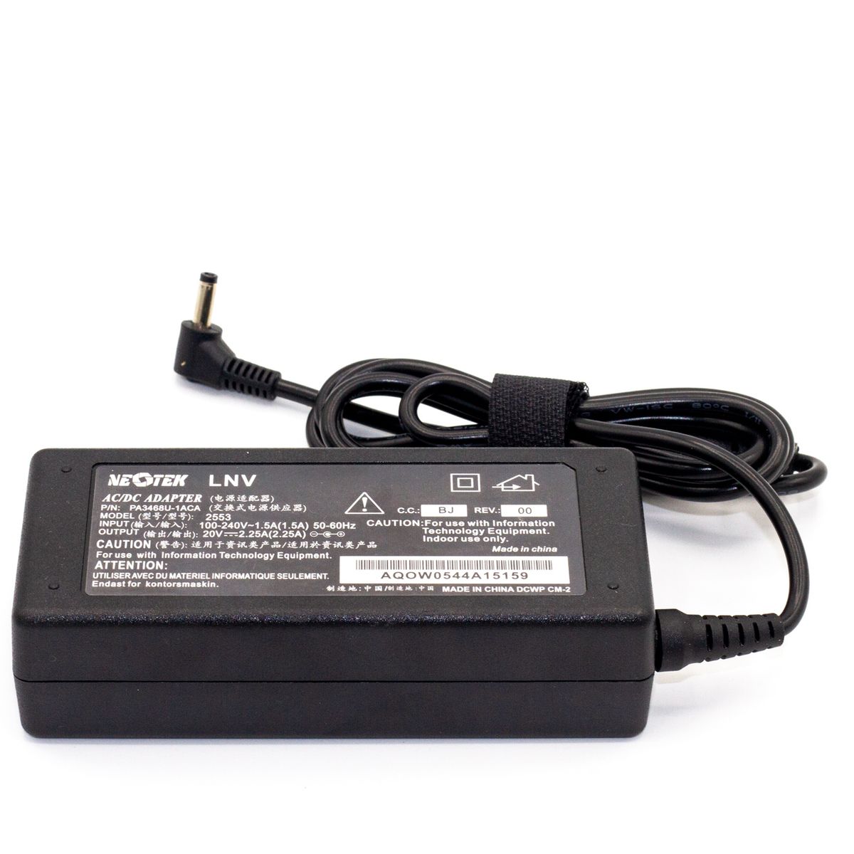 NEOTEK - Cargador  para Lenovo 45W,  20V 2.25A. Conector 4.0*1.7mm (Punta Aguja)