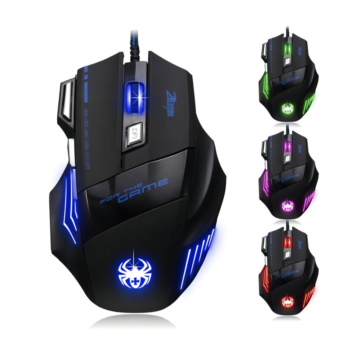 ZEALOT - Mouse Gamer Zelotes T-80 Programable 7200 Dpi Usb 7 Botones Optico