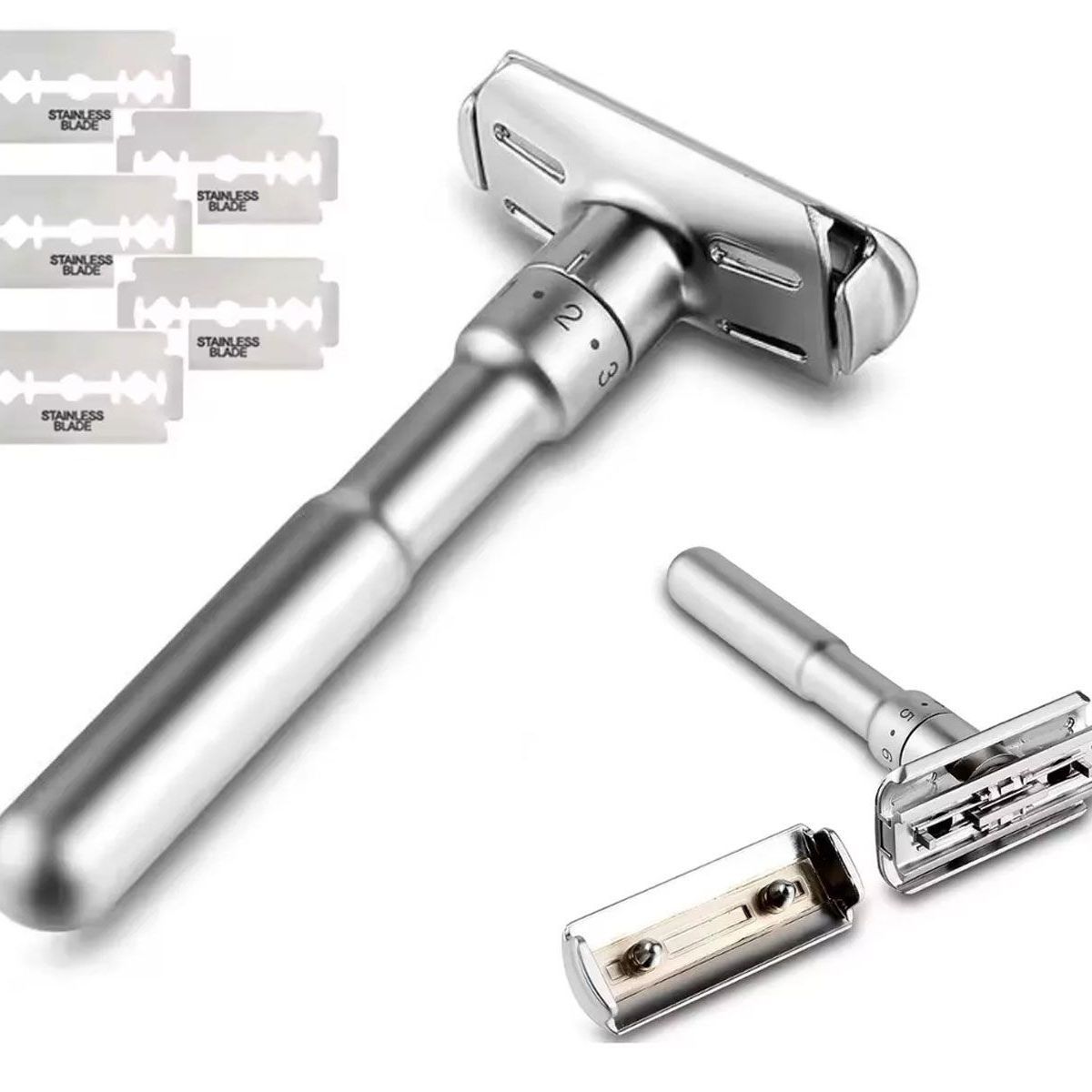 SP - Maquina De Afeitar De Seguridad Ajustable Clasica Hoja Doble Filo
