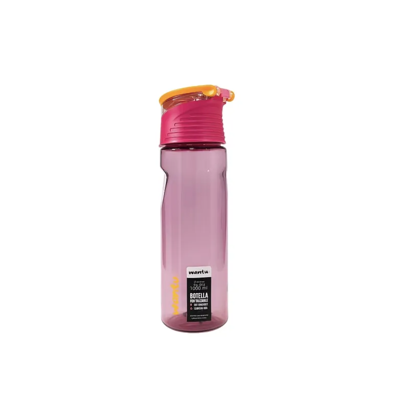 WANTU - Botella Termo Botilito De Agua Wantu Rosado 1000 Ml Plástico Rosa Chicle