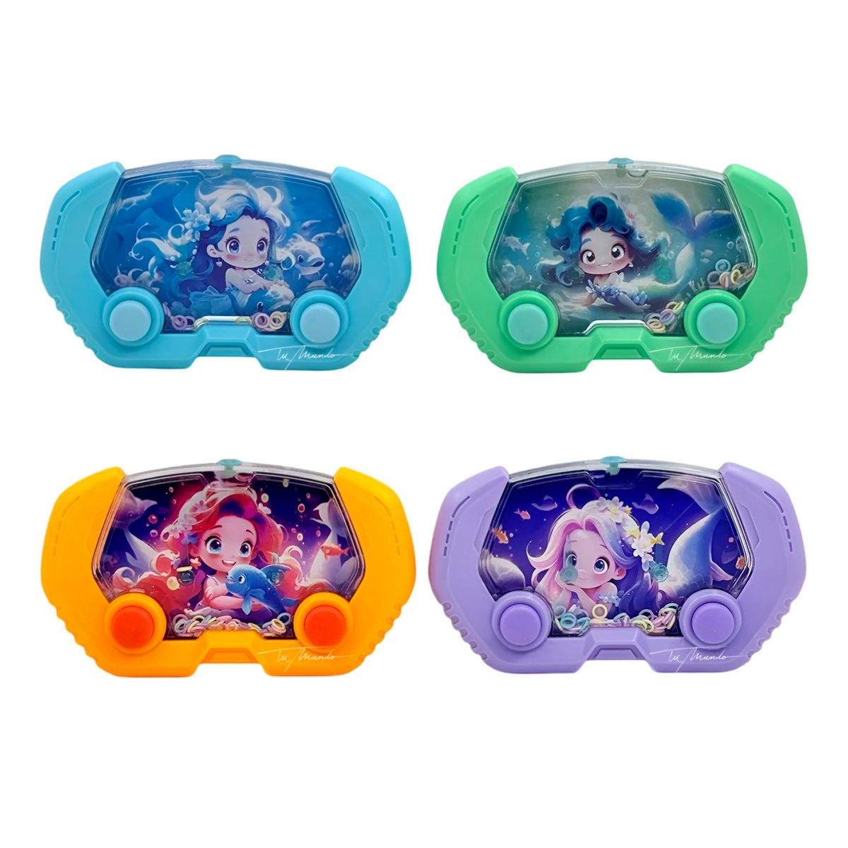 GENERICO - Juguete Anillos Diseño Atari De Agua Sirena Mundo Marino X 4