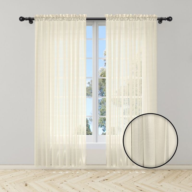 GENERICO - Cortina Beige Dividida En Velo Muselina 280cm Ancho X 210cm Alto