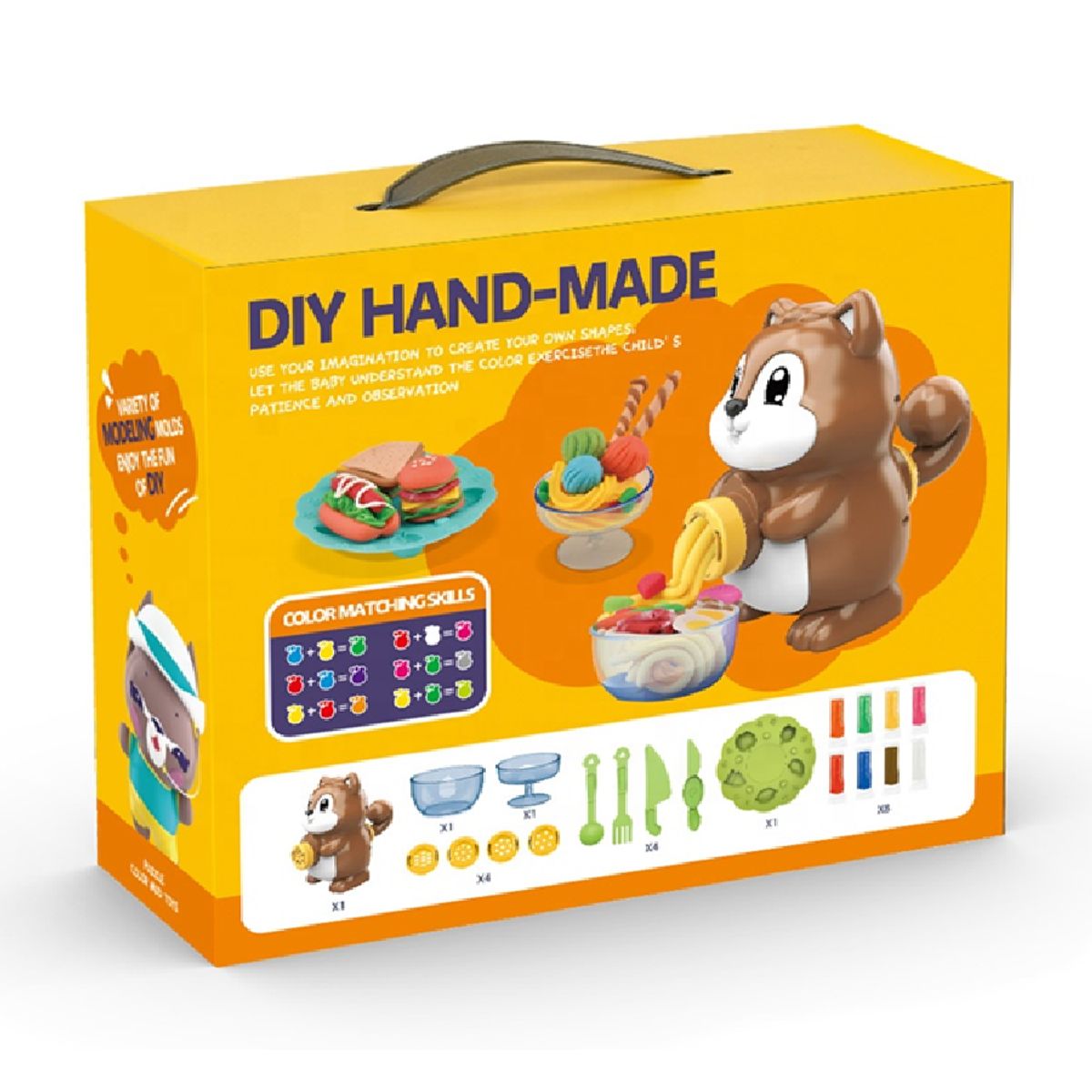 MARKET TOYS - Juego De Mesa Con Plastilina Ardilla Moldes + Accesorios