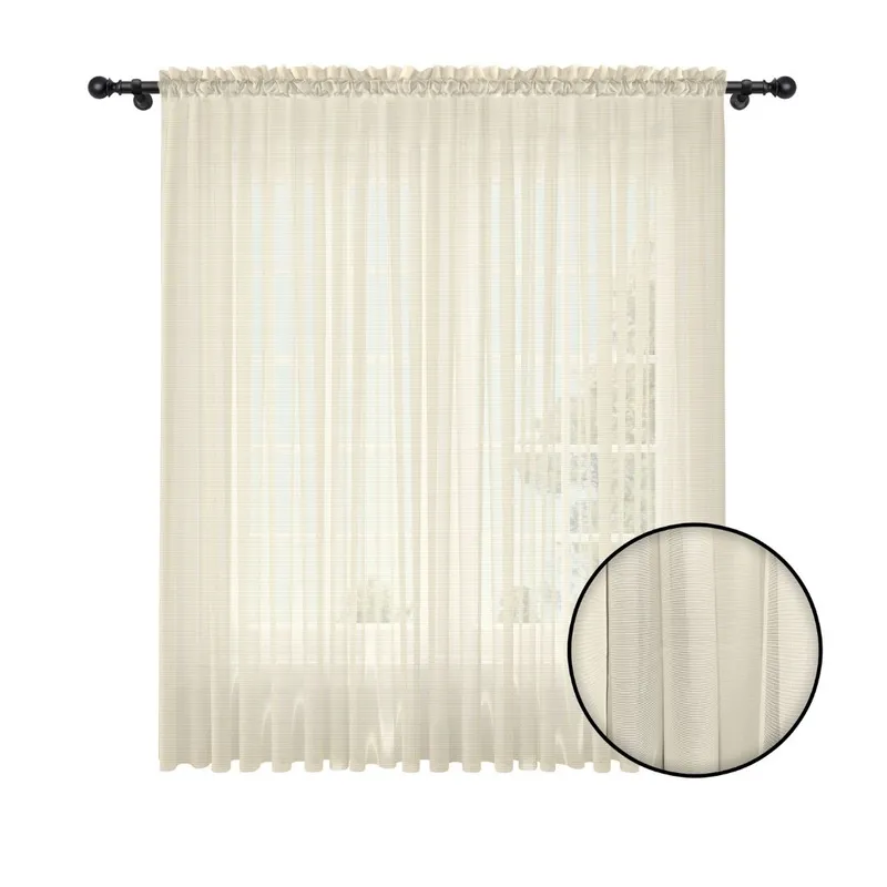 GENERICO - Cortina Beige Entera En Velo Muselina 280cm Ancho X 210cm Alto